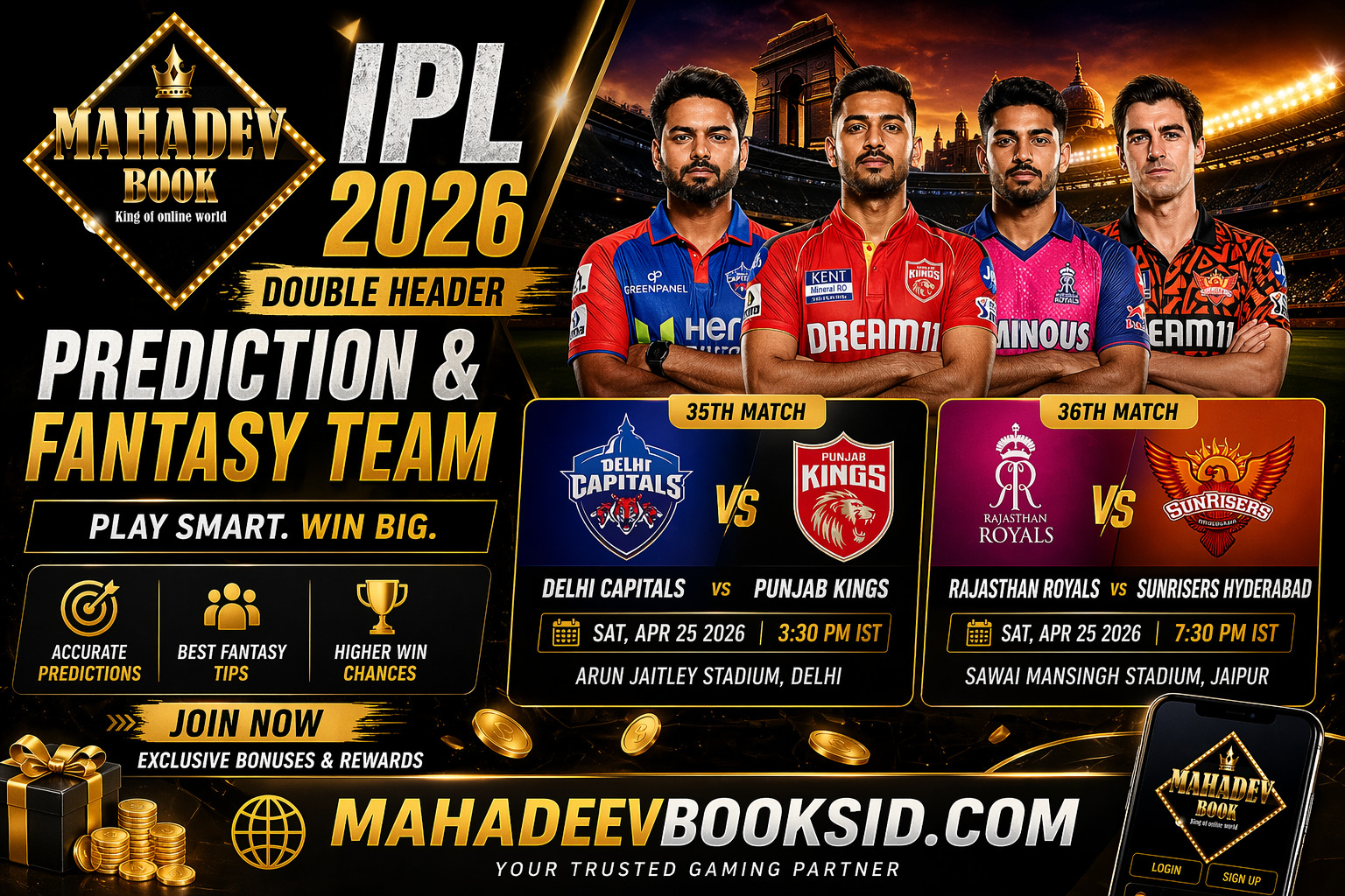 Read more about the article Mahadev Book Match Prediction April 25 Matches & Fantasy Team IPL 2026